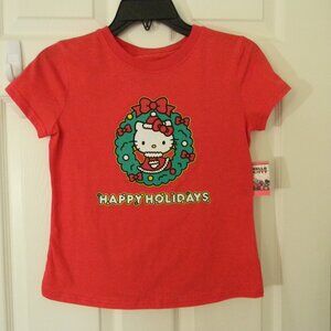 Hello Kitty Sanrio Christmas Tee Girls Size 12 Red NWT